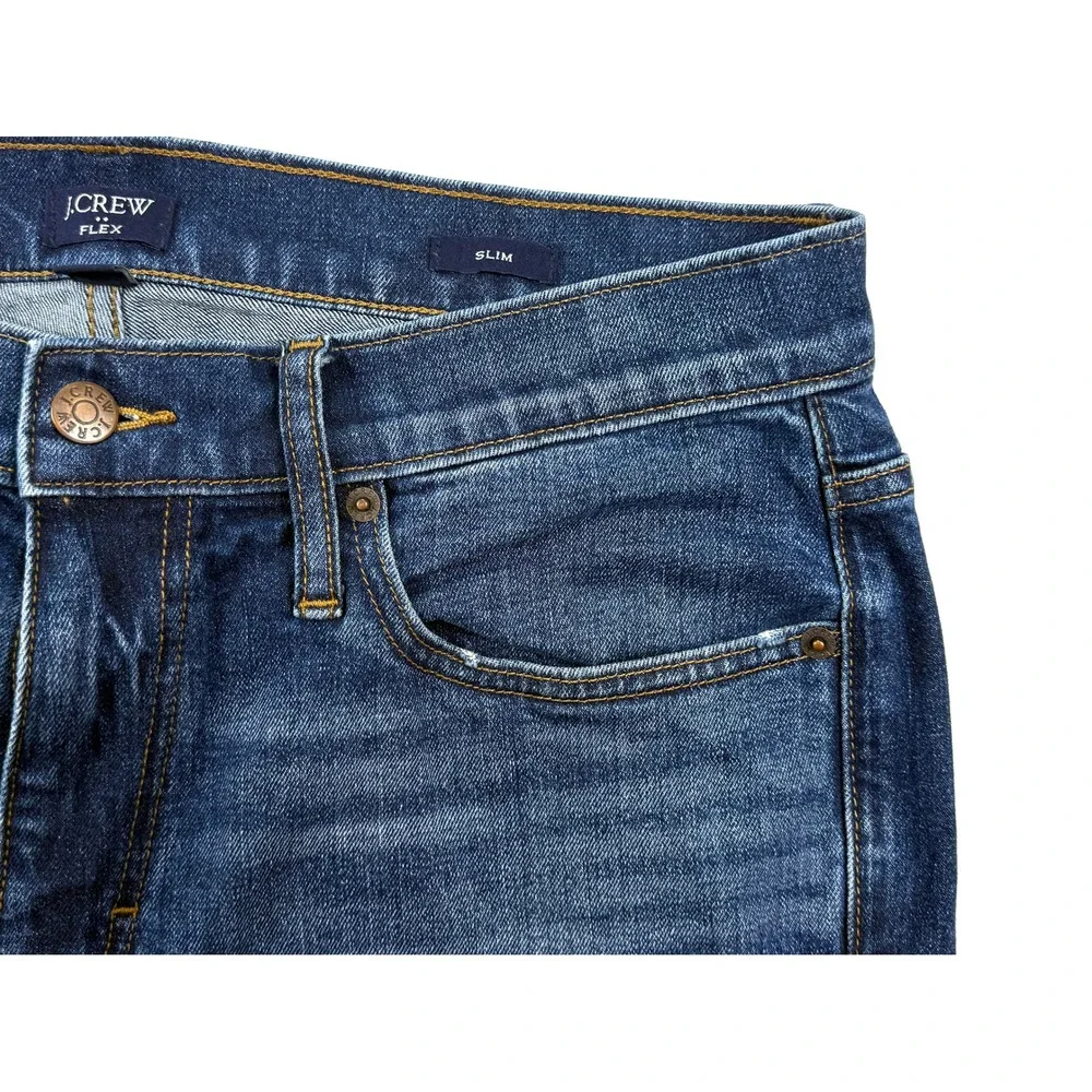 J CREW Men's Slim Fit Flex 32x30 Distressed Denim Medium Wash Blue Jeans #1777